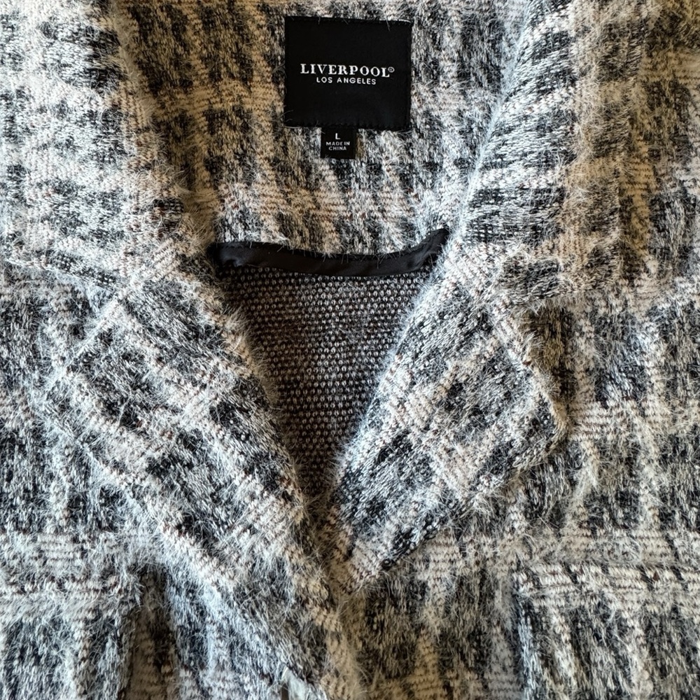 Liverpool Heather Houndstooth Fuzzy Button Front Boxy Jacket Women's Large - Picture 8 of 16